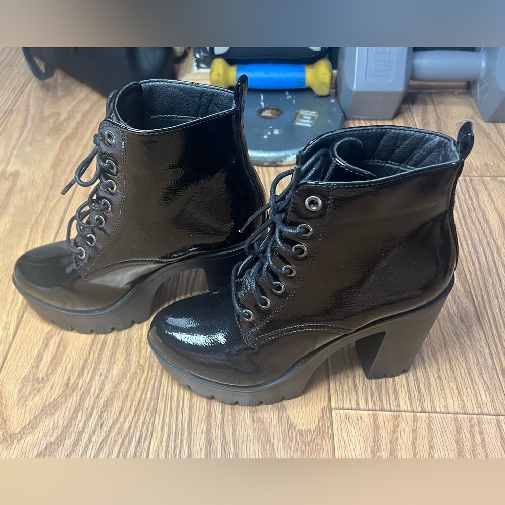 Rubber high heel boots